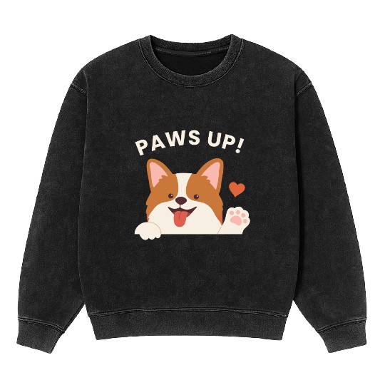 Playful Puppy Paws Up Mineral Wash Sweatshirts Design