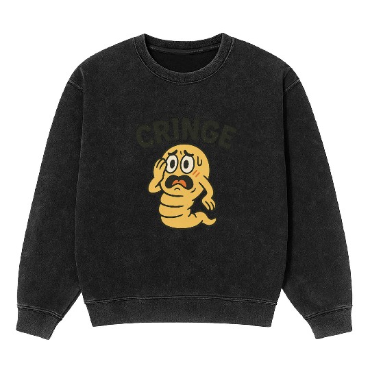 Cringe Meme Worm Illustration Mineral Wash Sweatshirts