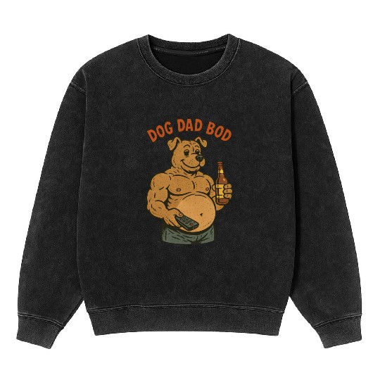 Humorous Muscular Dog Dad Mineral Wash Sweatshirts