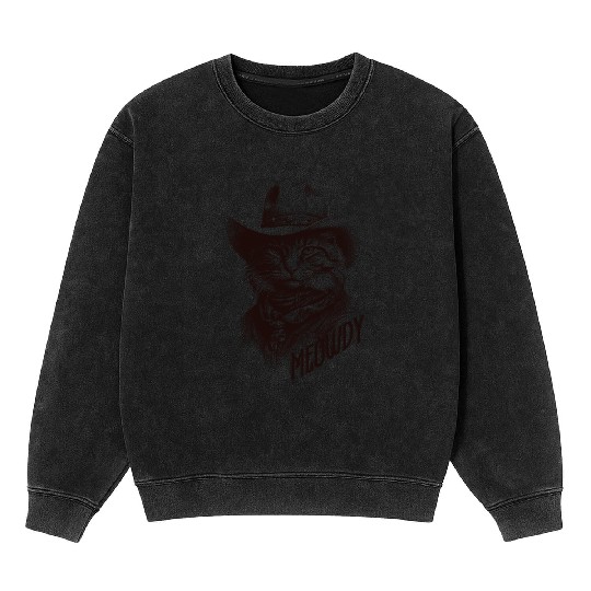 Western Cat Cowboy Funny Meowdy Wild West  Mineral Wash Sweatshirts