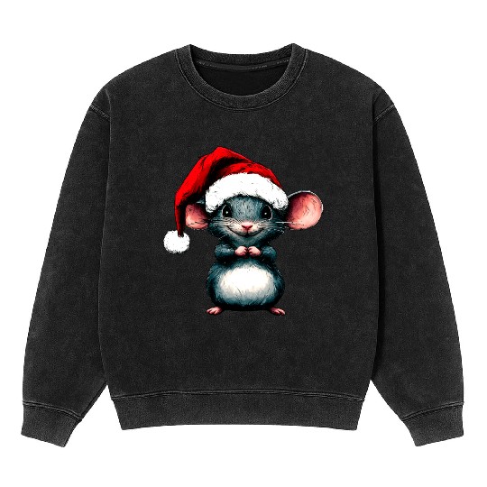 Mice Christmas / Santa Claus Mouse Mineral Wash Sweatshirts