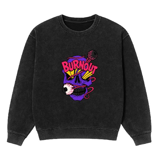 Vibrant Skull with Billiard Balls & Neon Elements Mineral Wash Sweatshirts