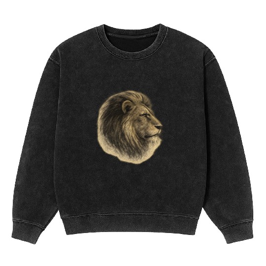 Pencil Majesty Classic Lion Profile Mineral Wash Sweatshirts
