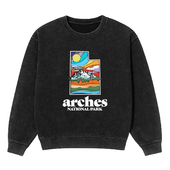 Arches National Park Utah Vintage Nature Outdoor Mineral Wash Sweatshirts