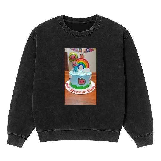 Colorful Toddler Birthday Rainbow Cake Mineral Wash Sweatshirts