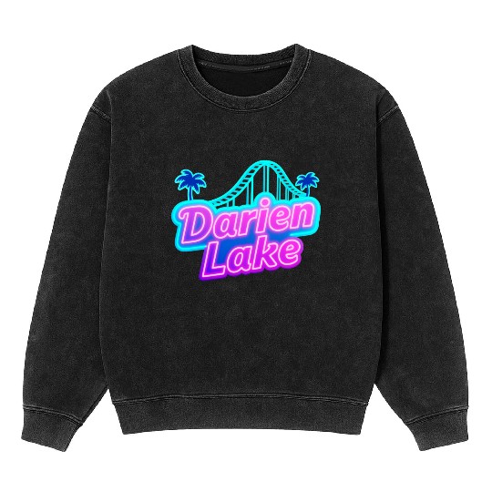 Neon Daren Lake Sign with Roller Coaster and Palms Mineral Wash Sweatshirts