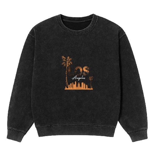 Los Angeles Sunset Cityscape Design Mineral Wash Sweatshirts