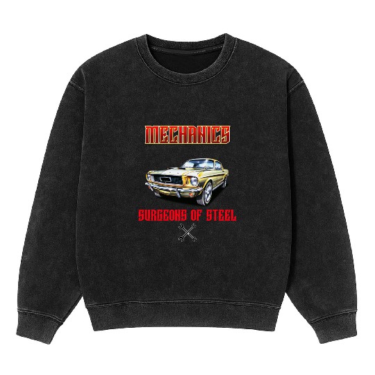 Muscle Car Classic Mechanics Design Mineral Wash Sweatshirts