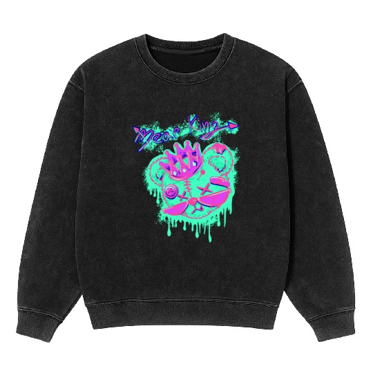 Neon Teddy Bear with Crown and Sunglasses Mineral Wash Sweatshirts