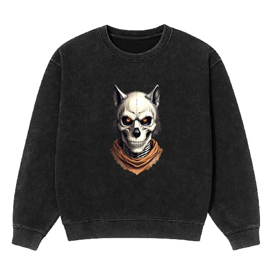 Mystic Werewolf Skull Illustration Mineral Wash Sweatshirts