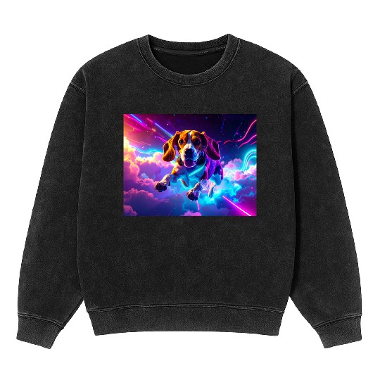 Cyberpunk Beagle Mineral Wash Sweatshirts