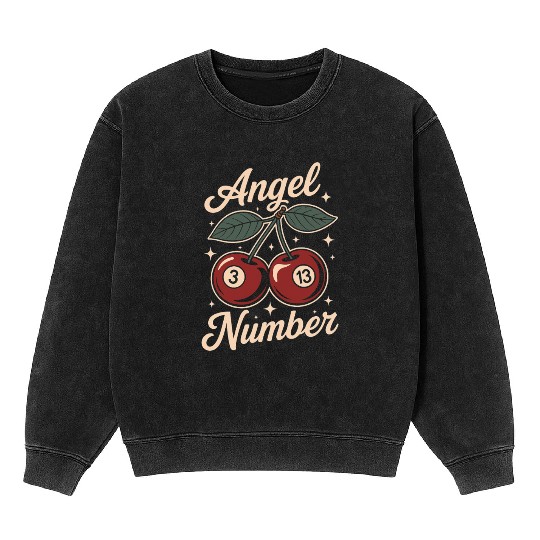 Angel Number 313 Retro Cherry Mineral Wash Sweatshirts