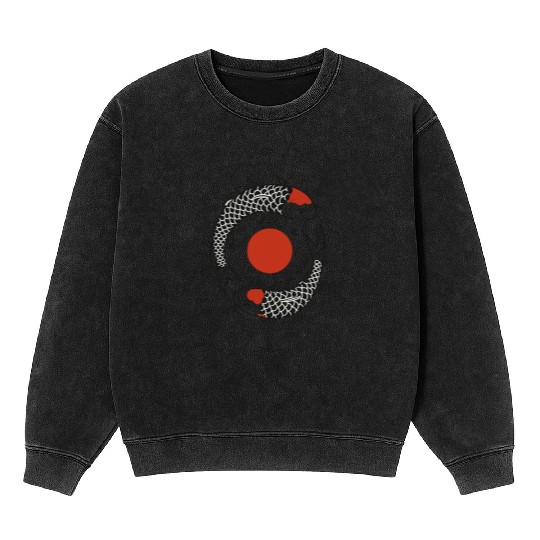 Koi Fish Yin Yang Symbol Mineral Wash Sweatshirts