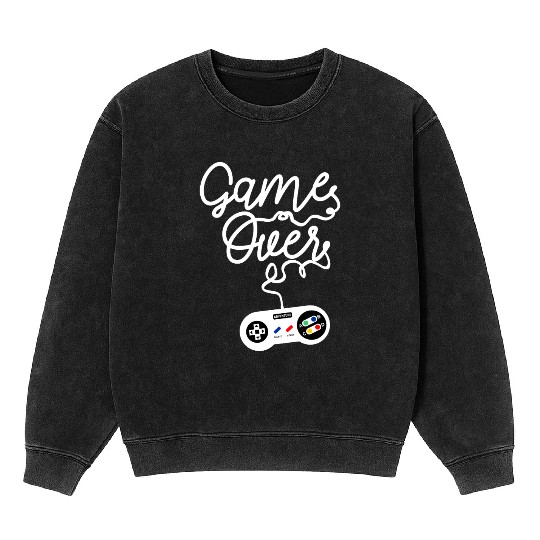 Game Over Gaming Console Illustration Mineral Wash Sweatshirts
