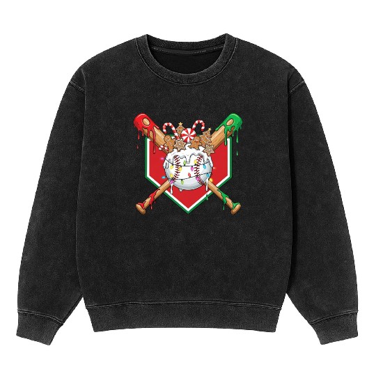 Basebal Christmas Drip For Boys Melting Ice Cream Mineral Wash Sweatshirts