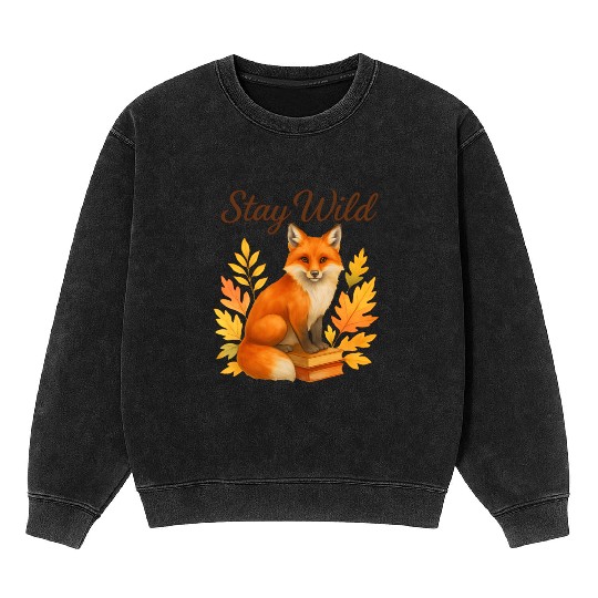 Stay Wild – Autumn Fox Mineral Wash Sweatshirts