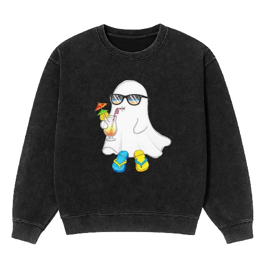 Relaxed Ghost with Summer Vibes Mineral Wash Sweatshirts