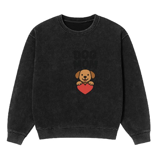Dog Mom Heart Embrace Design Mineral Wash Sweatshirts