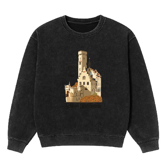 Lichtenstein Castle, hand-drawn. Germany Mineral Wash Sweatshirts