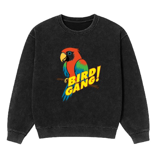Bird Gang Parrot Cartoon Sticker | Tropical Funny  Mineral Wash Sweatshirts