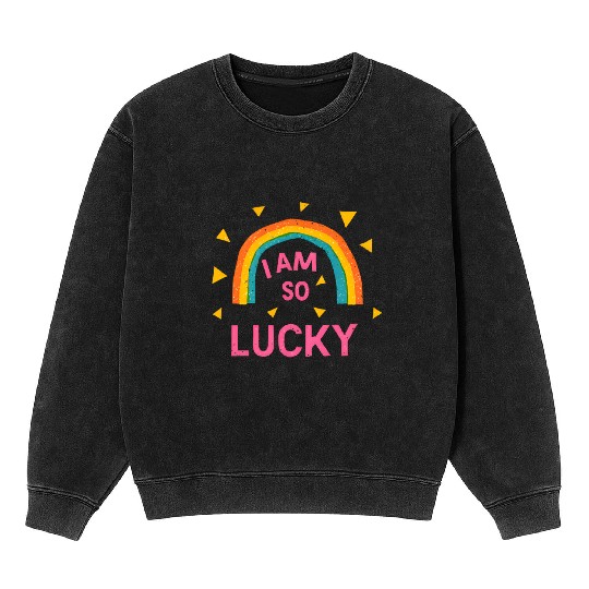 Colorful Lucky Rainbow Affirmation Design Mineral Wash Sweatshirts