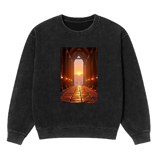 Hall of Embers Twilight over the Fjord Mineral Wash Sweatshirts