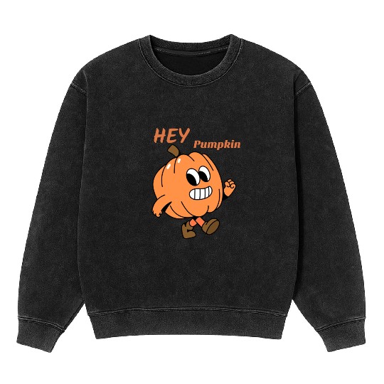 Playful Pumpkin Character Design Mineral Wash Sweatshirts