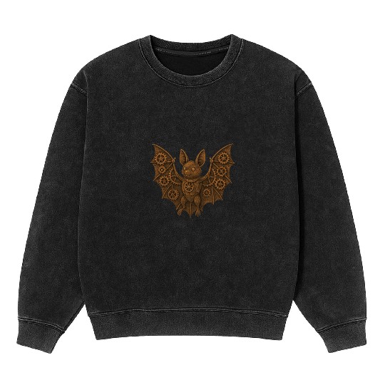 Steampunk Bat Character Illustration Mineral Wash Sweatshirts