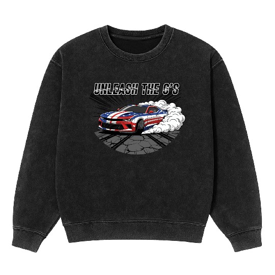 Patriotic American Muscle Car Mineral Wash Sweatshirts