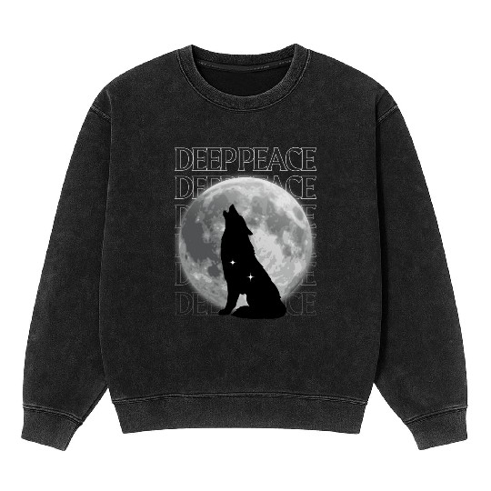 Wolf Howling at Full Moon Design Mineral Wash Sweatshirts