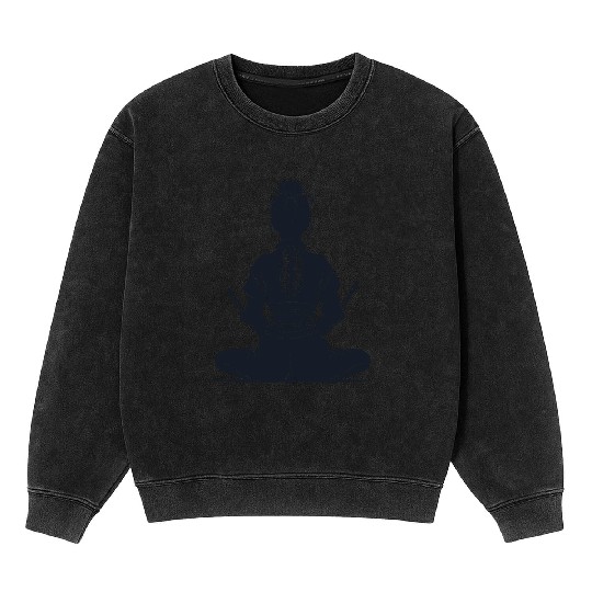 Serene Samurai Girl Silhouette Design Mineral Wash Sweatshirts