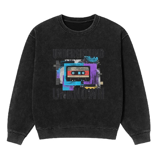 Underground Cassette Tape Urban Art Mineral Wash Sweatshirts