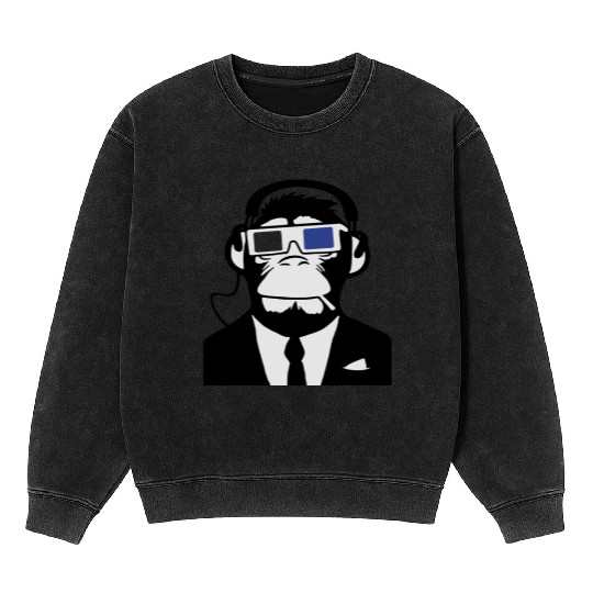 3D Ape Monkey Club Electro Motive Headphones Mineral Wash Sweatshirts