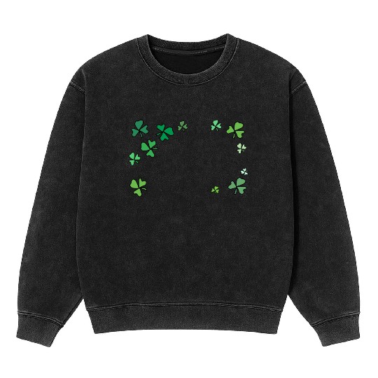 Dark green shamrocks, St Patrick's Mineral Wash Sweatshirts