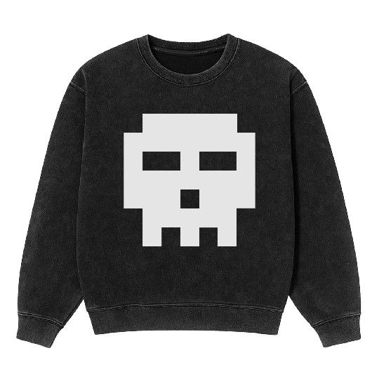 Scott Pilgrim 8-bit Skull Vector Mineral Wash Sweatshirts