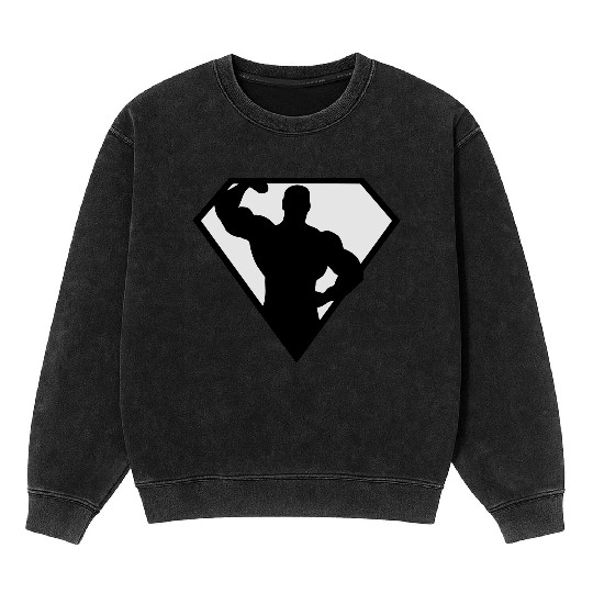 Super Muscle Man Body Builder Mineral Wash Sweatshirts