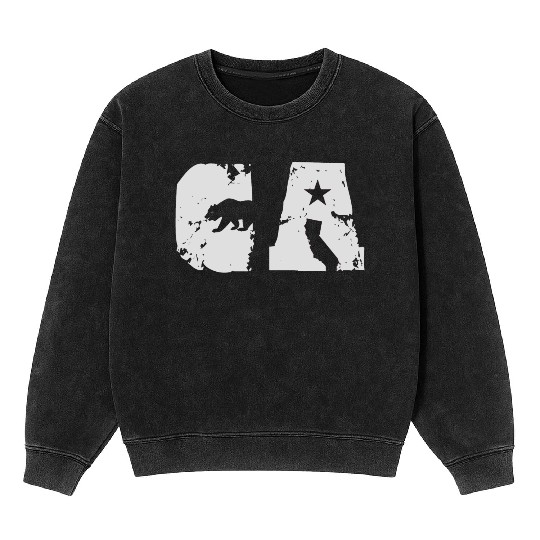 California Bear State Abbreviation Mineral Wash Sweatshirts
