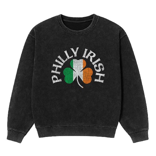 Philly Irish Shamrock Flag Apparel Mineral Wash Sweatshirts