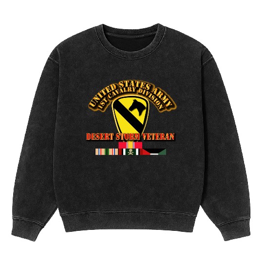 Army - 1st Cavalry Division - Desert Storm Veteran Mineral Wash Sweatshirts