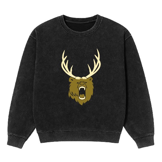 The beer - Grizzly with antlers (2c) Mineral Wash Sweatshirts