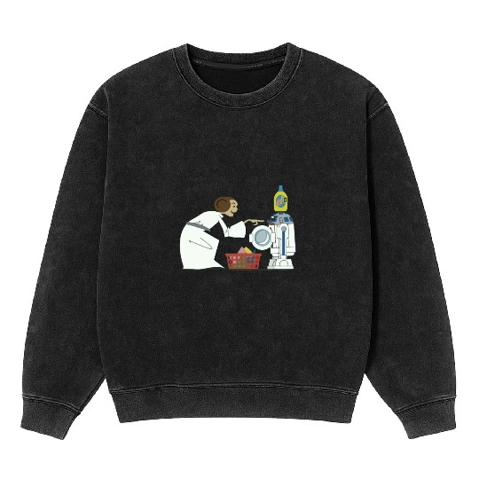Funny Star Wars r2d2 and Leia comic Mineral Wash Sweatshirts