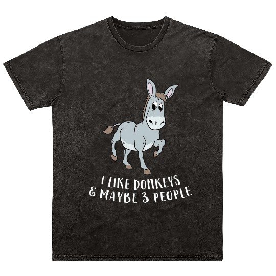 I Like Donkeys And Maybe 3 People Cute Donkey Mineral Wash T Shirts
