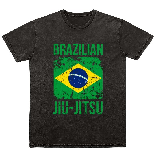 BJJ Brazilian Jiu Jitsu Flag Martial Arts Mineral Wash T Shirts