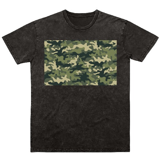Camouflage pattern green Mineral Wash T Shirts