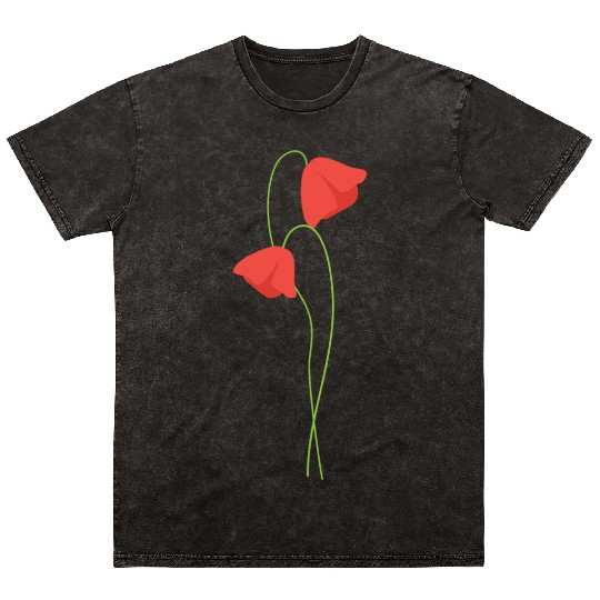 Poppy flower Mineral Wash T Shirts