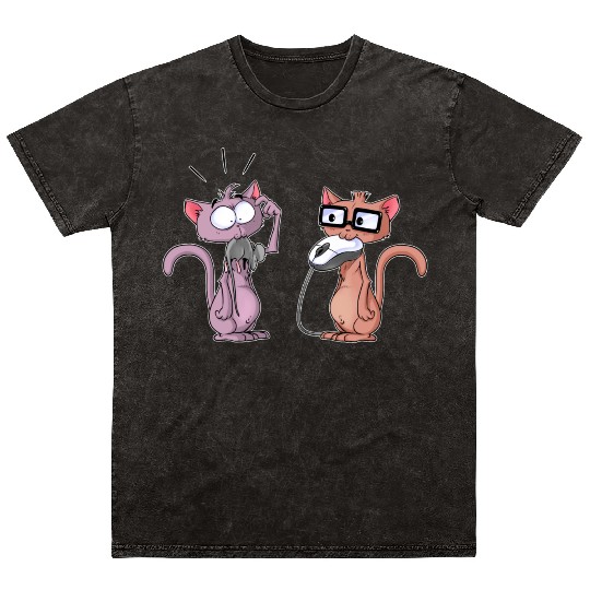 Geek Cat Mineral Wash T Shirts