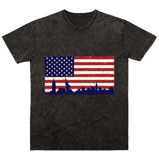 US Flag Freedom liberty peace Mineral Wash T Shirts