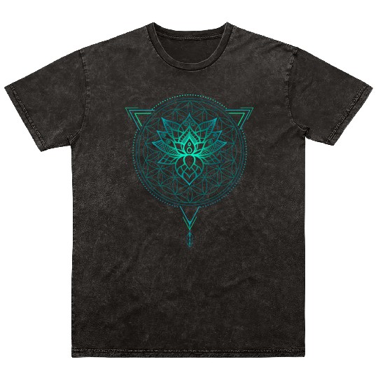 Lotus of Life Mandala in Geometric Triangle Mineral Wash T Shirts