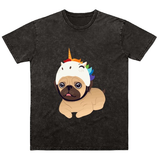 unicorn pug Mineral Wash T Shirts