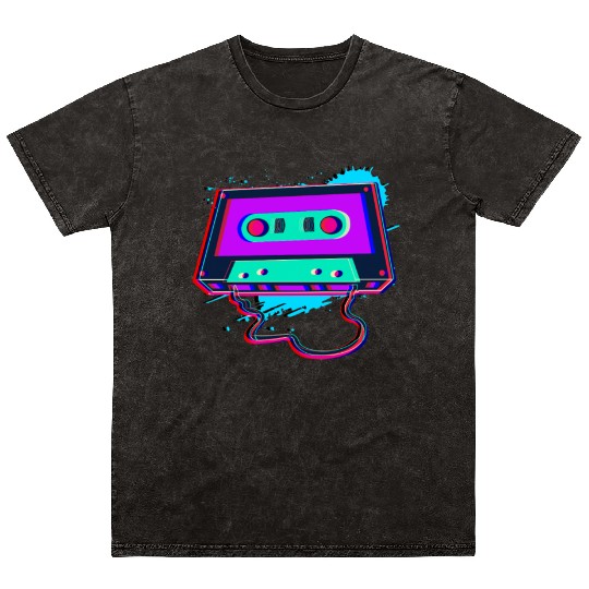 80s Music Cassette Tape : 3D, Neon, 80s songs Mineral Wash T Shirts
